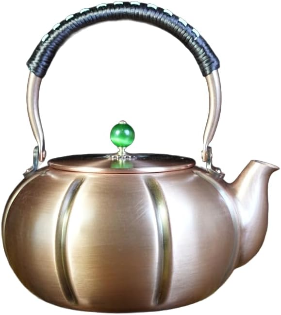 2000ml Large Pumpkin Shape Handmade Teapot Stove Top Copper Tea Pot Turkish Tea Pot Pure for Stovetop Copper Tea Kettle Stovetop (Fish 2000ml)