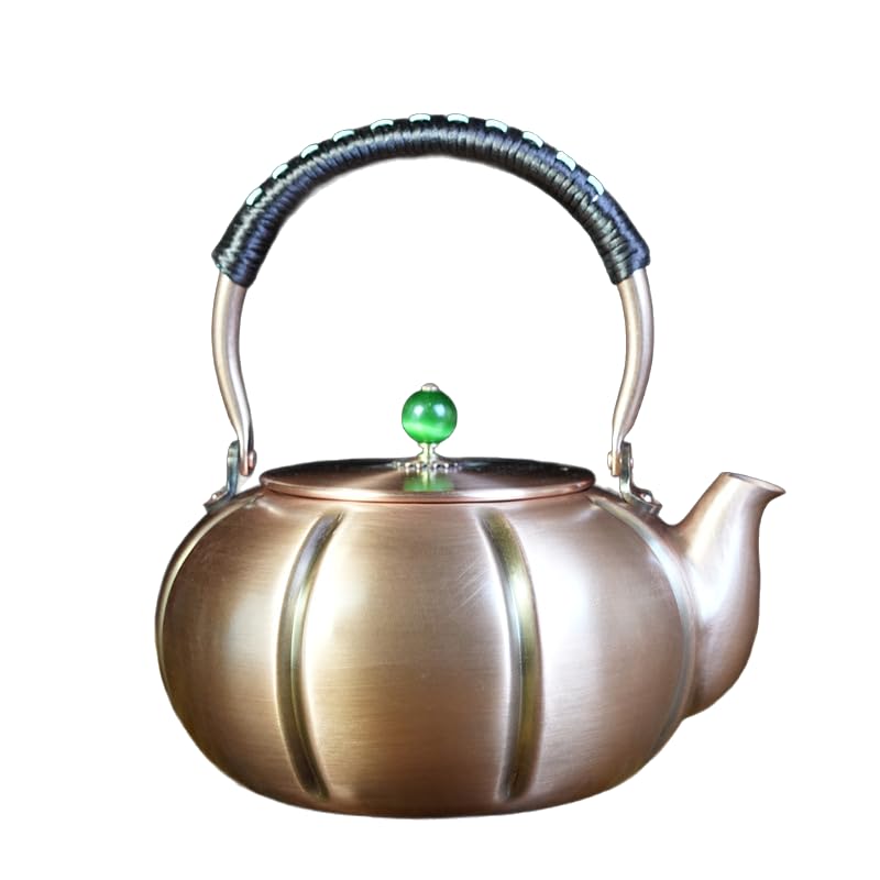2000ml Large Pumpkin Shape Handmade Teapot Stove Top Copper Tea Pot Turkish Tea Pot Pure for Stovetop Copper Tea Kettle Stovetop (Fish 2000ml)