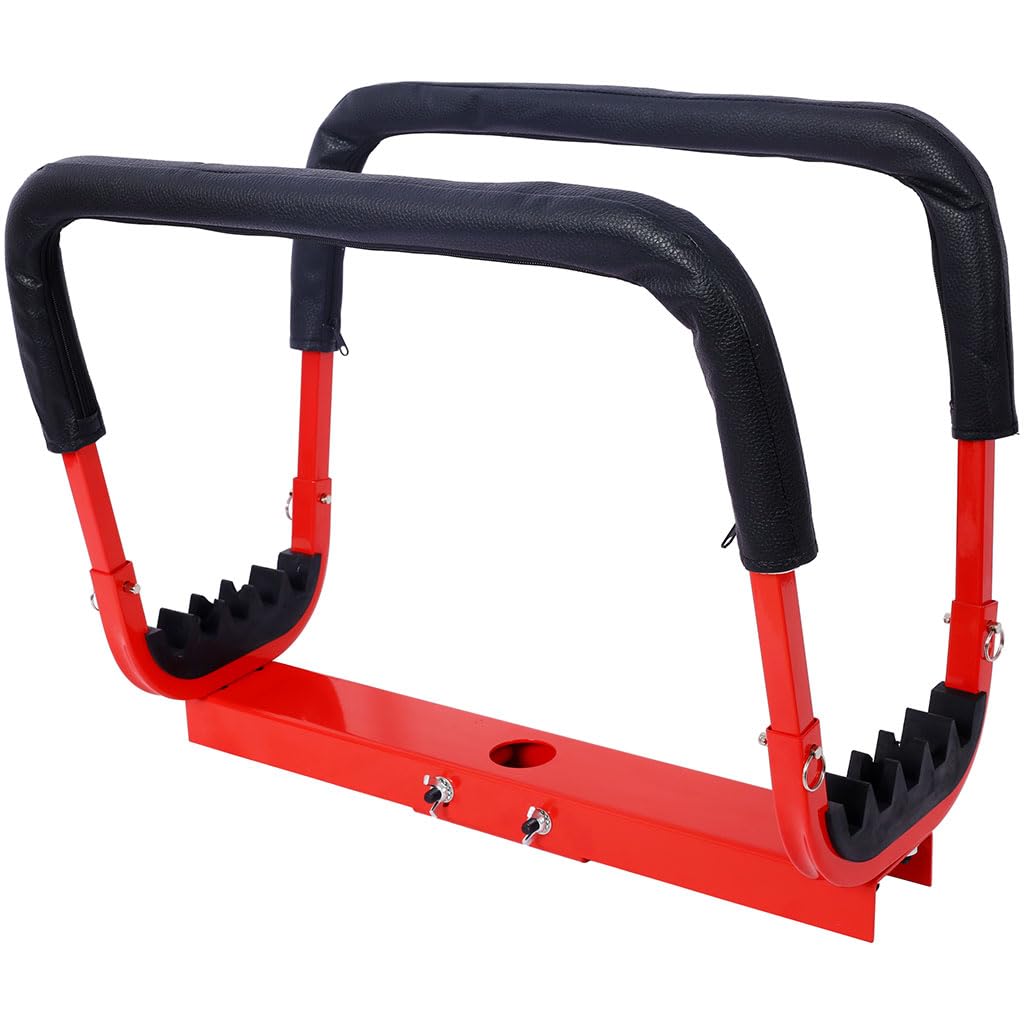 Car Door Hanger for Floor Jack, Adjustable Steel Vehicle Door Removal Tool, Padded Auto Body Support Stand Compatible with Jack Saddles for Car Door Installation Storage and Garage Repair,Red