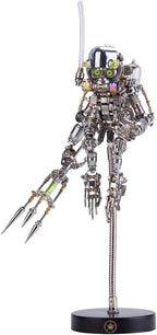 3D Metal Puzzle Animal Model Kit, 700PCS DIY Assemble Steampunk Mechanical Diver Ape with Glowing Trident, Creative Handcrafted Metal Art Craft Desktop Display & Decoration for Adults