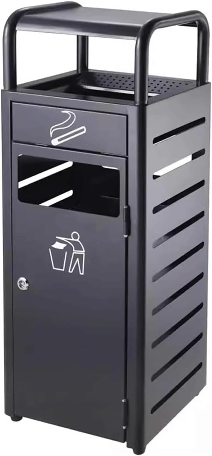 Practical Garbage Can Thickened Outdoor Ashtray Trash Can Vertical Ashtray Brushed Process Stainless Steel Cigarette Butt Column Ashtray Trash Bin Reliable