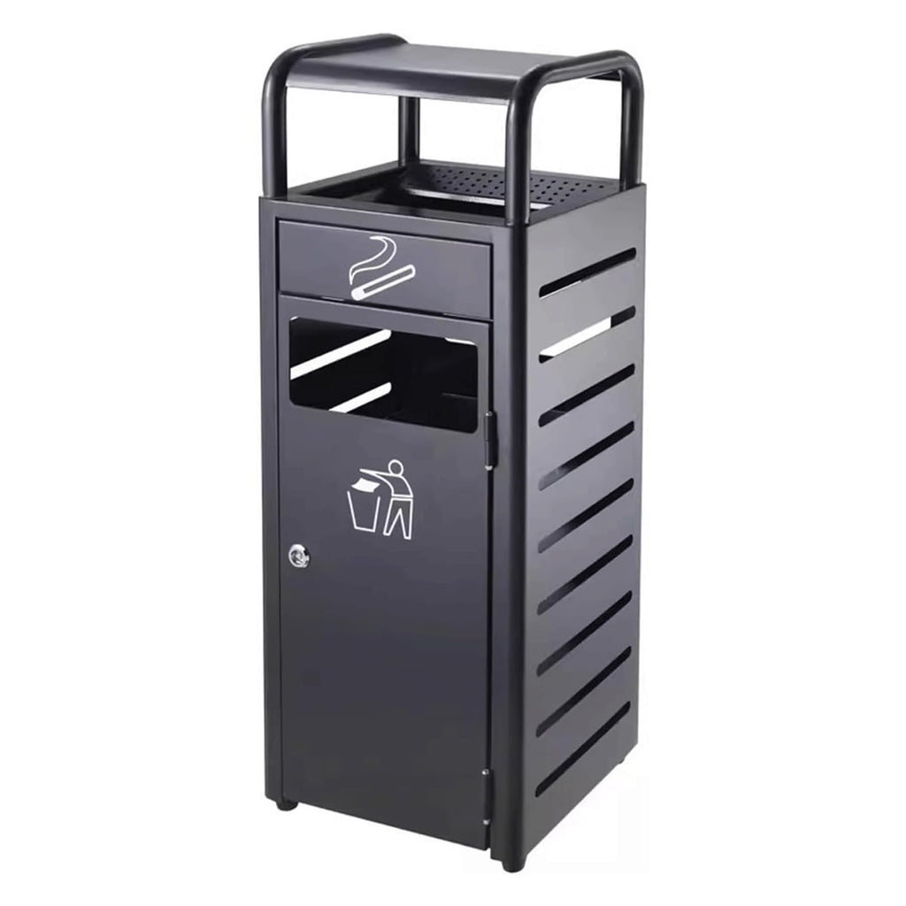 Practical Garbage Can Thickened Outdoor Ashtray Trash Can Vertical Ashtray Brushed Process Stainless Steel Cigarette Butt Column Ashtray Trash Bin Reliable