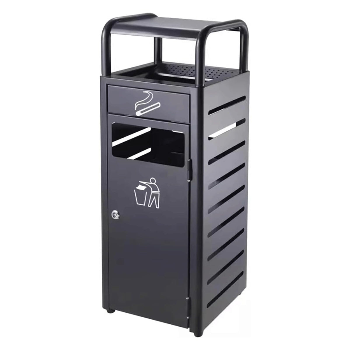 Practical Garbage Can Thickened Outdoor Ashtray Trash Can Vertical Ashtray Brushed Process Stainless Steel Cigarette Butt Column Ashtray Trash Bin Reliable