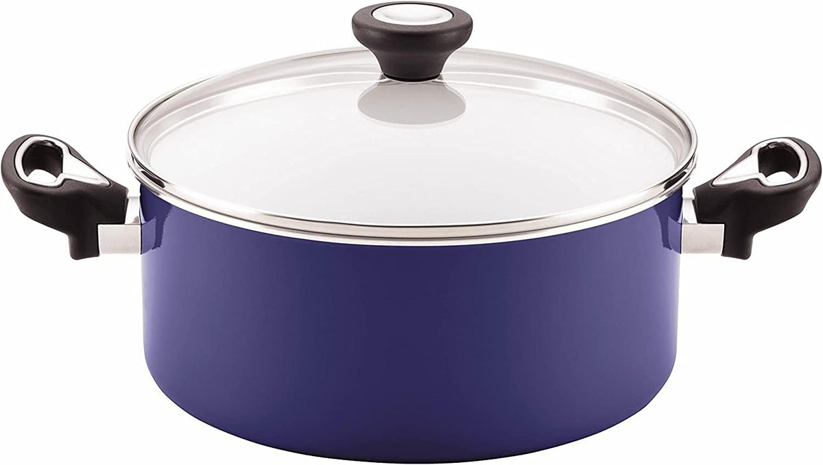 Farberware 17490 Ceramic Dishwasher Safe Nonstick Cookware Set / Pots and Pans Set - 12 Piece, Blue