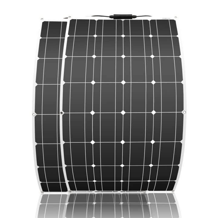 200W 12V (2pcs 100W) Flexible Monocrystalline Solar Panel with Solar Cable Waterproof Photovoltaic Module for Non-Flat Surface