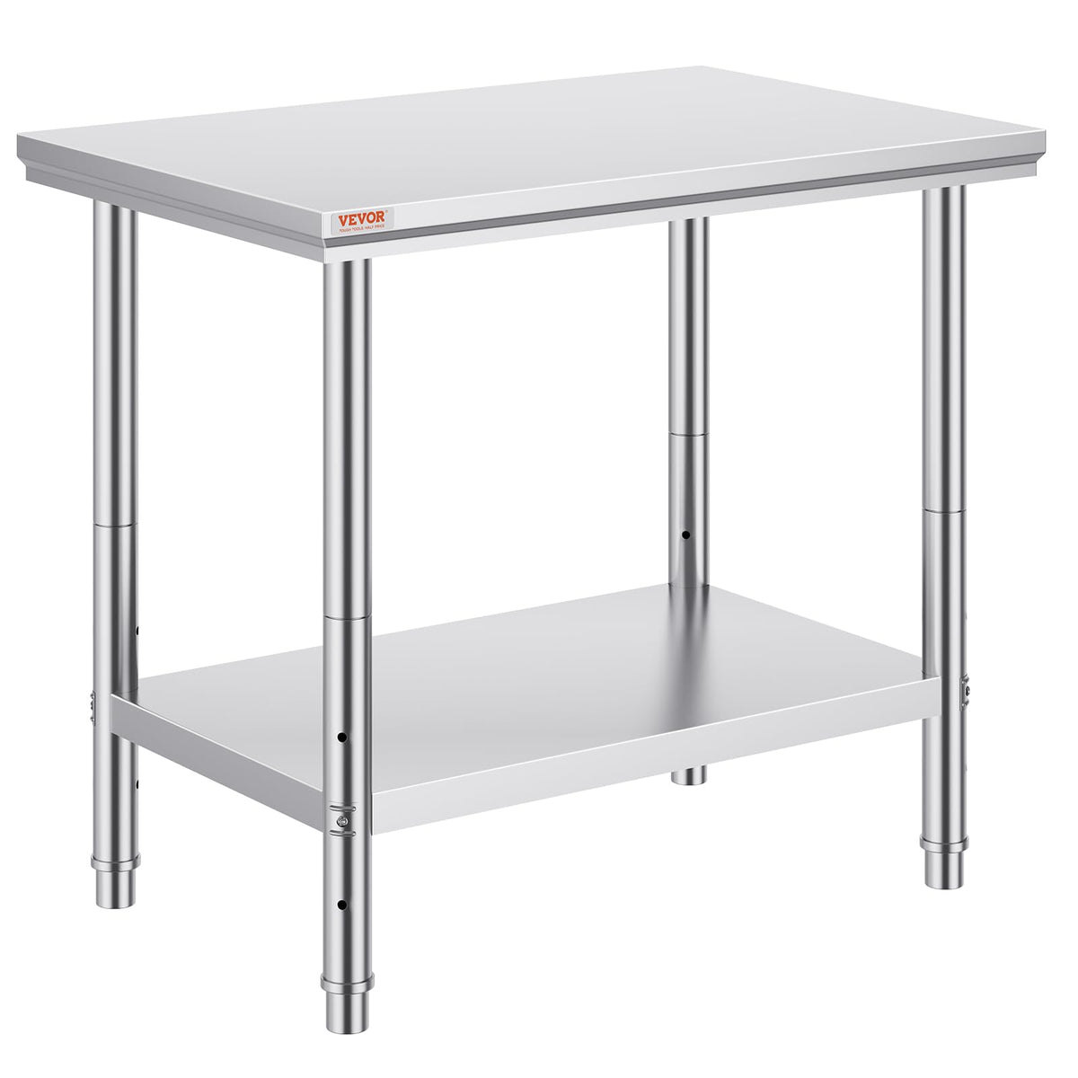 Vevor Mophorn Stainless Steel Work Table 36x24 Inch with 4 Wheels, Casters Heavy Duty Food Prep Worktable for Commercial Kitchen Restaurant, Silver