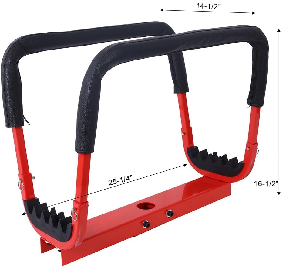 Car Door Hanger for Floor Jack, Adjustable Steel Vehicle Door Removal Tool, Padded Auto Body Support Stand Compatible with Jack Saddles for Car Door Installation Storage and Garage Repair,Red