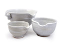 Stoneware Pottery Batter Bowls, 3-Piece Set, Classic All-White Glaze