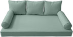 Prolinemax Style 3 - Mattress & Pillow Bolster Cushion for Outdoor Indoor Daybed Porch Swing Bed Piped Trim Twin Size AD002 | Covers ONLY |