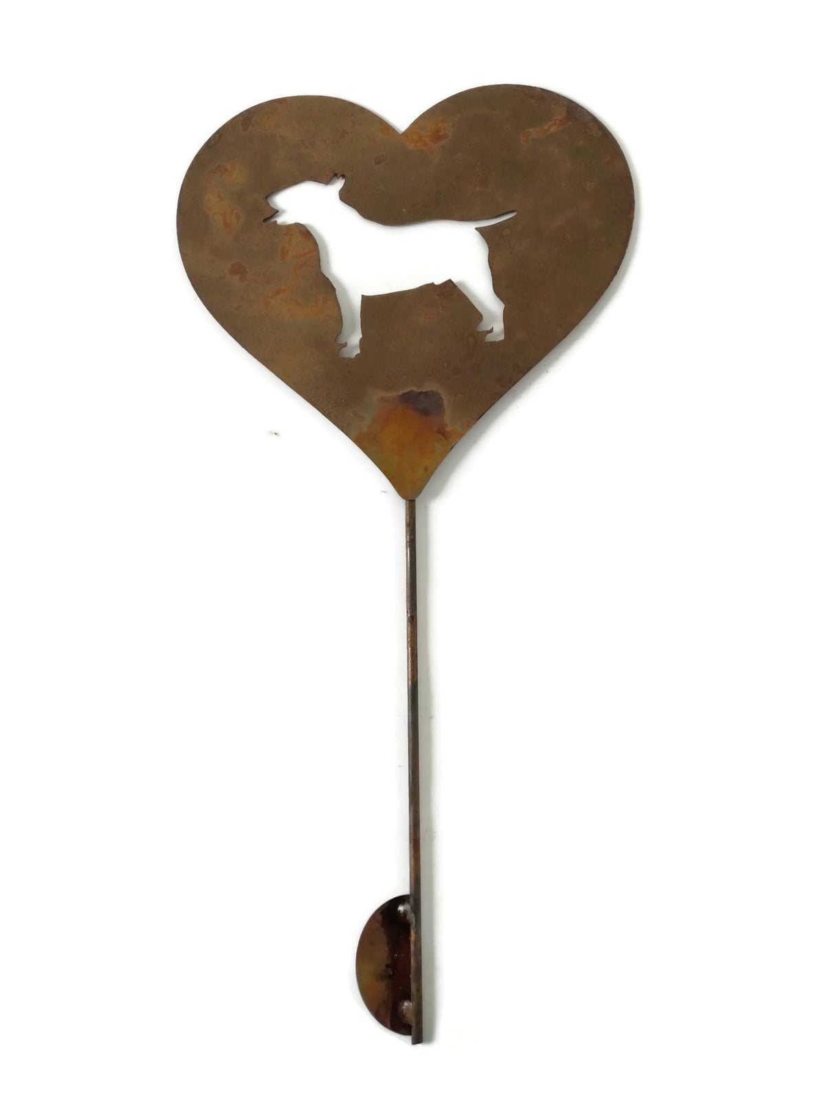 Pet Dog, Cat, Rabbit or Bird Keepsake Memorial Heart Garden Stake 20 to 28 Inches Tall (Large Heart, 28" Tall, Paw Print, Naturally Rusted)