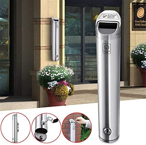Wall Mounted Stainless Steel Cigar Ashtray for Outdoor Public Use - Large Capacity Commercial Cigarette Butts Container, Durable Smokers Outpost Solution