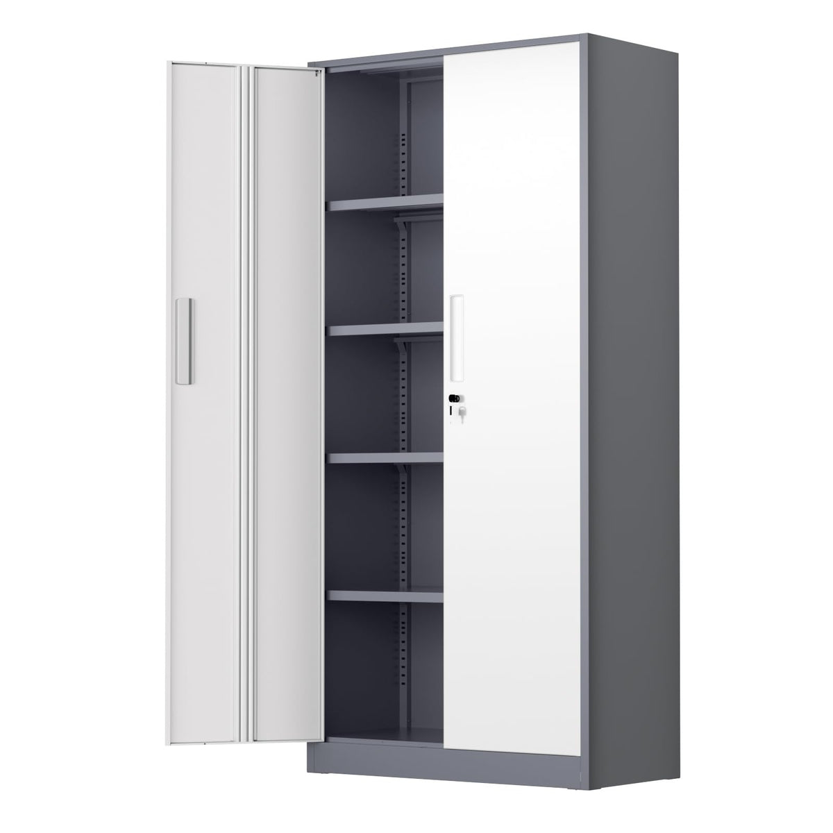 Bonusall 72" Metal Garage Storage Cabinet - 900lbs Heavy Duty Steel Cabinet with 3-Point Locking System & 4 Adjustable Shelves, Lockable Tall Storage for Garage, Office, Warehouse - Black & Red