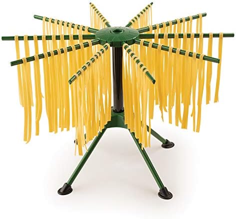 Fante's Pasta Machine With Spaghetti Fettuccine Angel Hair Wavy Lasagna Attachments And Collapsible Drying Rack, For Rolling Cutting And Drying Long Pasta Noodles