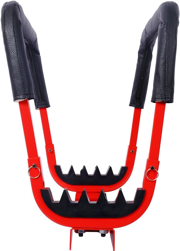 Car Door Hanger for Floor Jack, Adjustable Steel Vehicle Door Removal Tool, Padded Auto Body Support Stand Compatible with Jack Saddles for Car Door Installation Storage and Garage Repair,Red