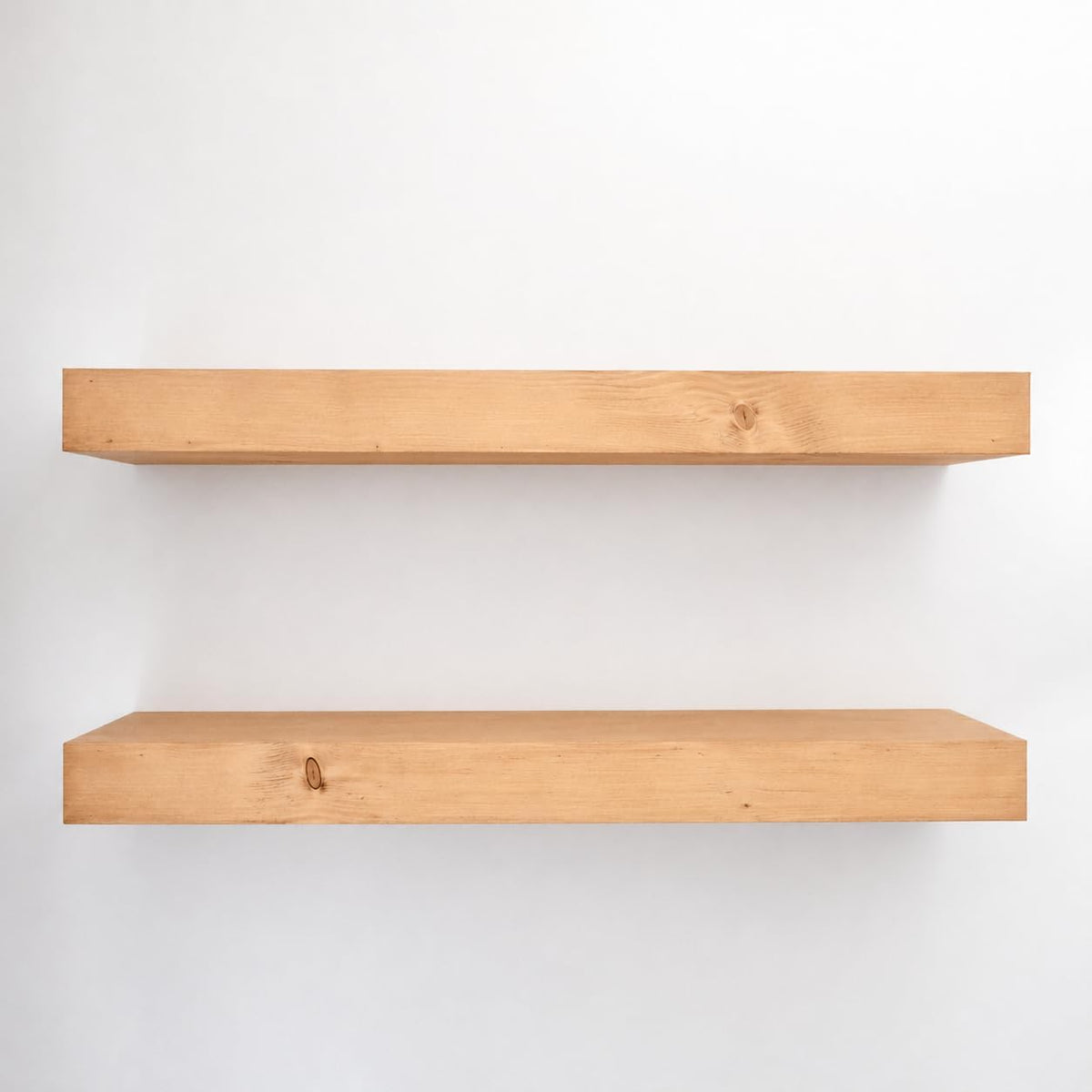 Urbandi Modern Floating Shelves 3 Inches Thick for Wall, Wide Shelves for Kitchen, Living Room, Bedroom, and Bathroom, Natural Pine Wood, Rustic Wooden Shelf, (Set of 2) (Aged Oak, 24Lx3Hx6D)