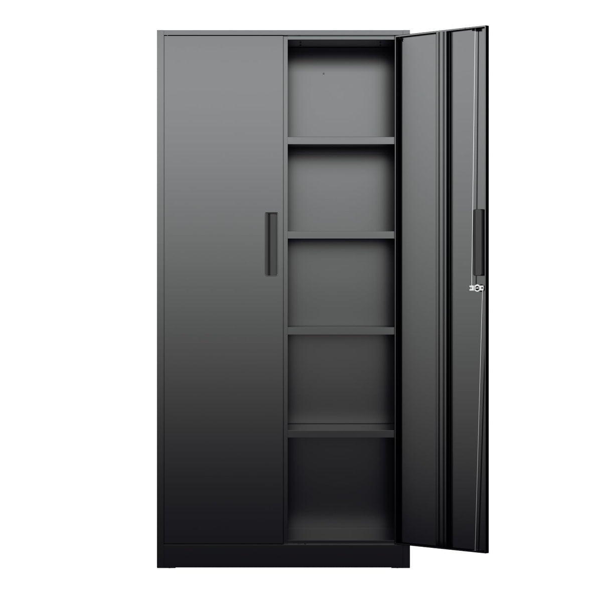 Bonusall 72" Metal Garage Storage Cabinet - 900lbs Heavy Duty Steel Cabinet with 3-Point Locking System & 4 Adjustable Shelves, Lockable Tall Storage for Garage, Office, Warehouse - Black & Red