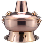 Hot Pot, Chinese Charcoal Hotpot, Extra Thick Stainless Steel Stew Pan, Vintage Hot Pot with Chimney Shabu Shabu Hotpot for Family Dinners and Stewed Lamb Camping,Brass,32cm/12.6inch