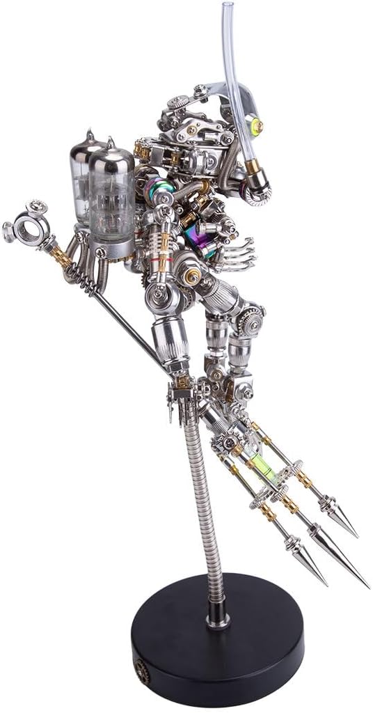3D Metal Puzzle Animal Model Kit, 700PCS DIY Assemble Steampunk Mechanical Diver Ape with Glowing Trident, Creative Handcrafted Metal Art Craft Desktop Display & Decoration for Adults