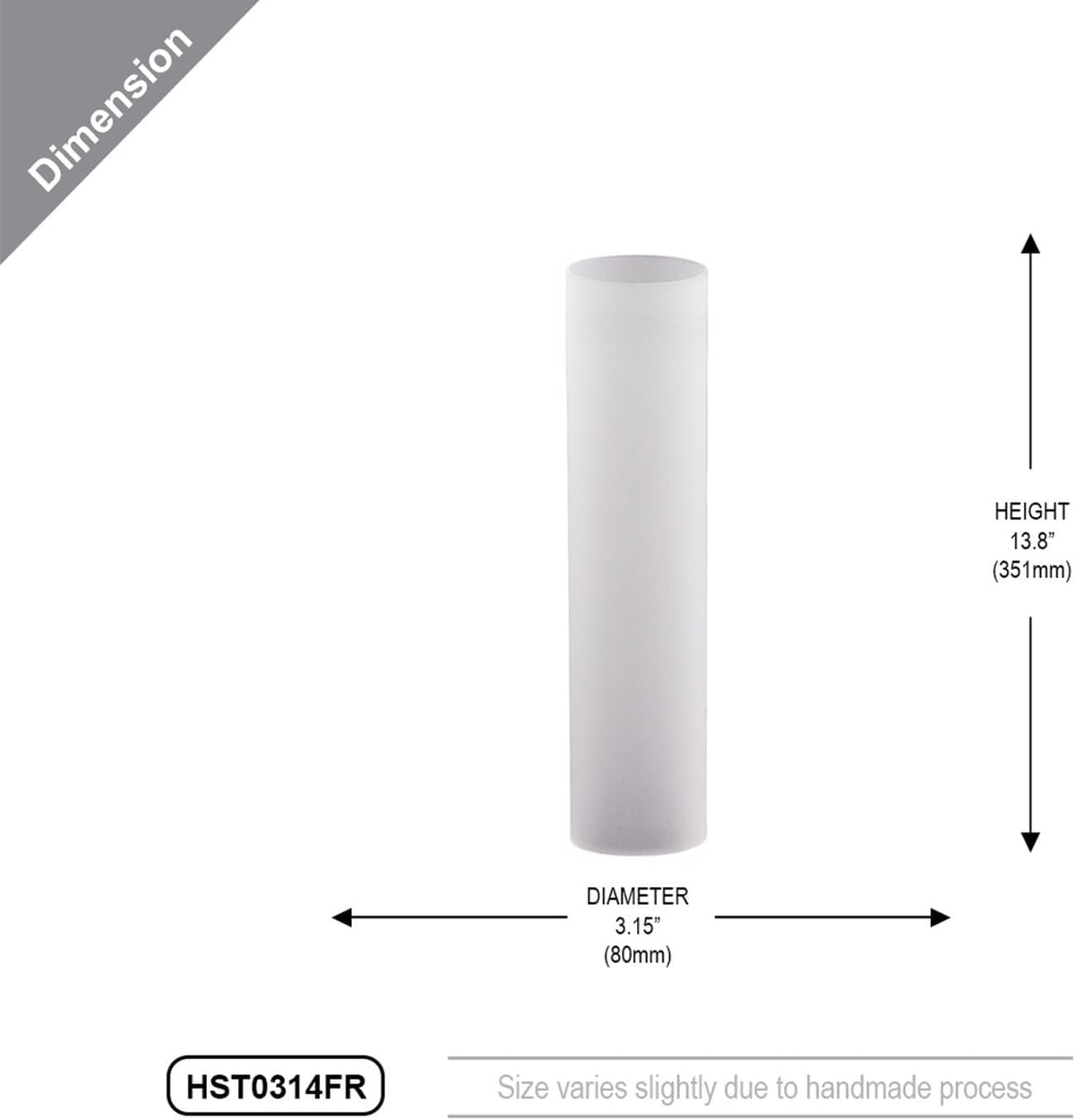 WGVI Hurricane Candle Holder Sleeve, W: 3", Ht: 14", Frosted Glass Cylinder Open Both Ends, Chimney Tube Shade, 12 Pieces