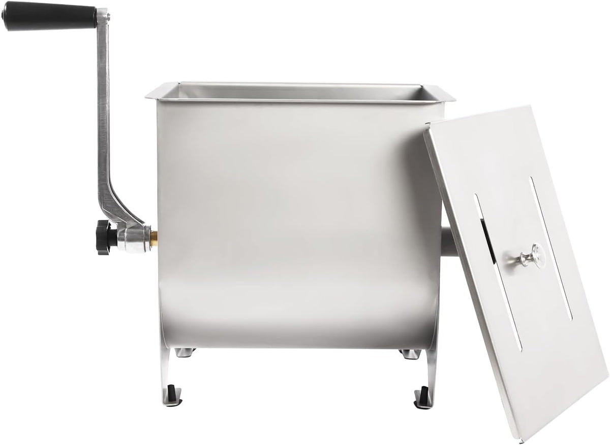 20lb Manual Meat Mixer Stainless Steel Meat Grinder Heavy Duty Meat Mixing Machine for Sausage,with Lid and Handle