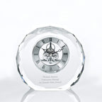 Custom Engraved Clock Trophy - Executive Crystal - Rectangular Shaped on a Rectangular Base - Gold Inset - Add Your Logo