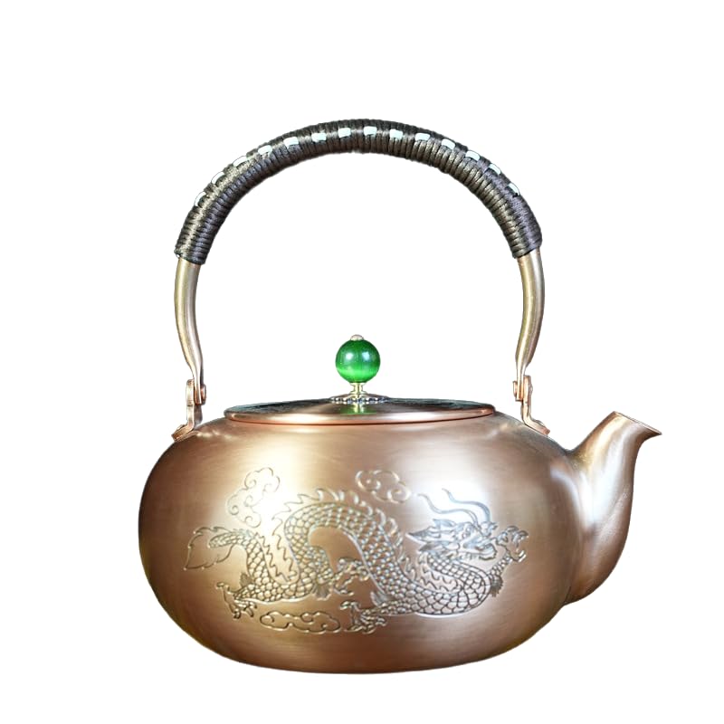 2000ml Large Pumpkin Shape Handmade Teapot Stove Top Copper Tea Pot Turkish Tea Pot Pure for Stovetop Copper Tea Kettle Stovetop (Pot 2000ml)