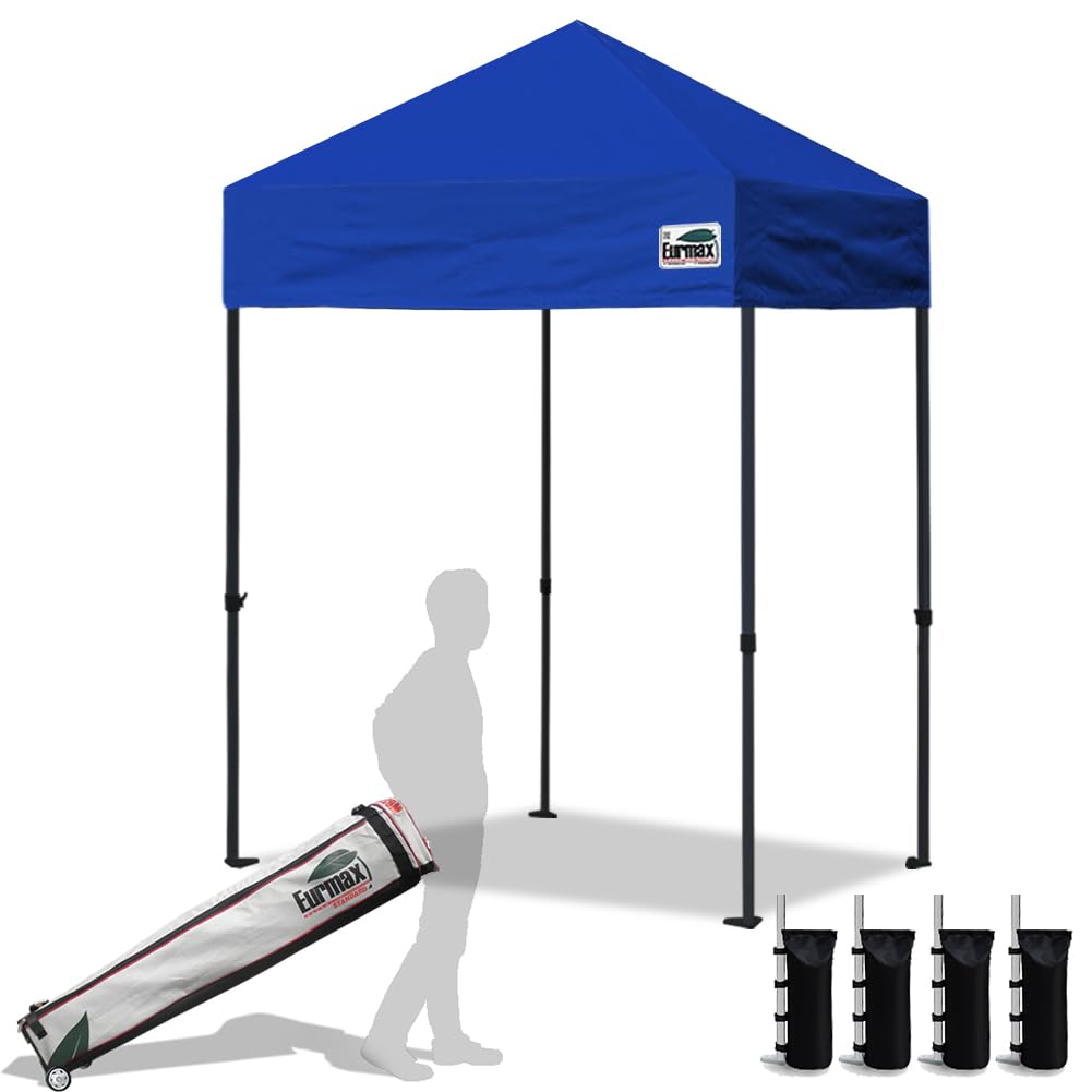 Eurmax USA 10x10ft Pop Up Canopy,Commercial Instant Tent for Outdoor Events,Patented No-Tip Rolling Storage Bag with 4 Sandbags,UV & Water Resistant,Heavy Duty Portable Shelter Gazebo,White