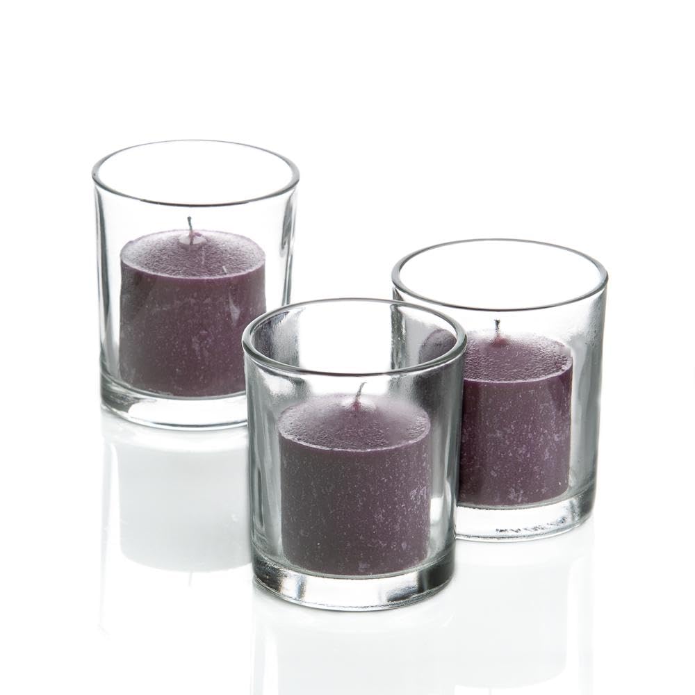 Set of 144 Richland Votive Candles Red Unscented and 144 Clear Glass Eastland Votive Holders