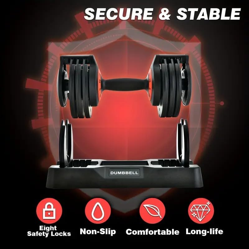 Adjustable Dumbbells 55LBS Dumbbell Set with Tray for Fitness,1-Sec Adjustable Weights Dumbbells Set,with Anti-Slip Texture Handle, Weight Set For Home Gym Suit both Men and Women
