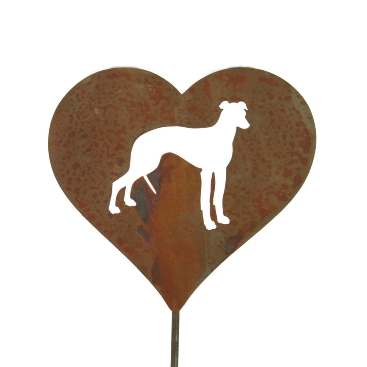 Pet Dog, Cat, Rabbit or Bird Keepsake Memorial Heart Garden Stake 20 to 28 Inches Tall (Large Heart, 28" Tall, Schnauzer, Naturally Rusted)