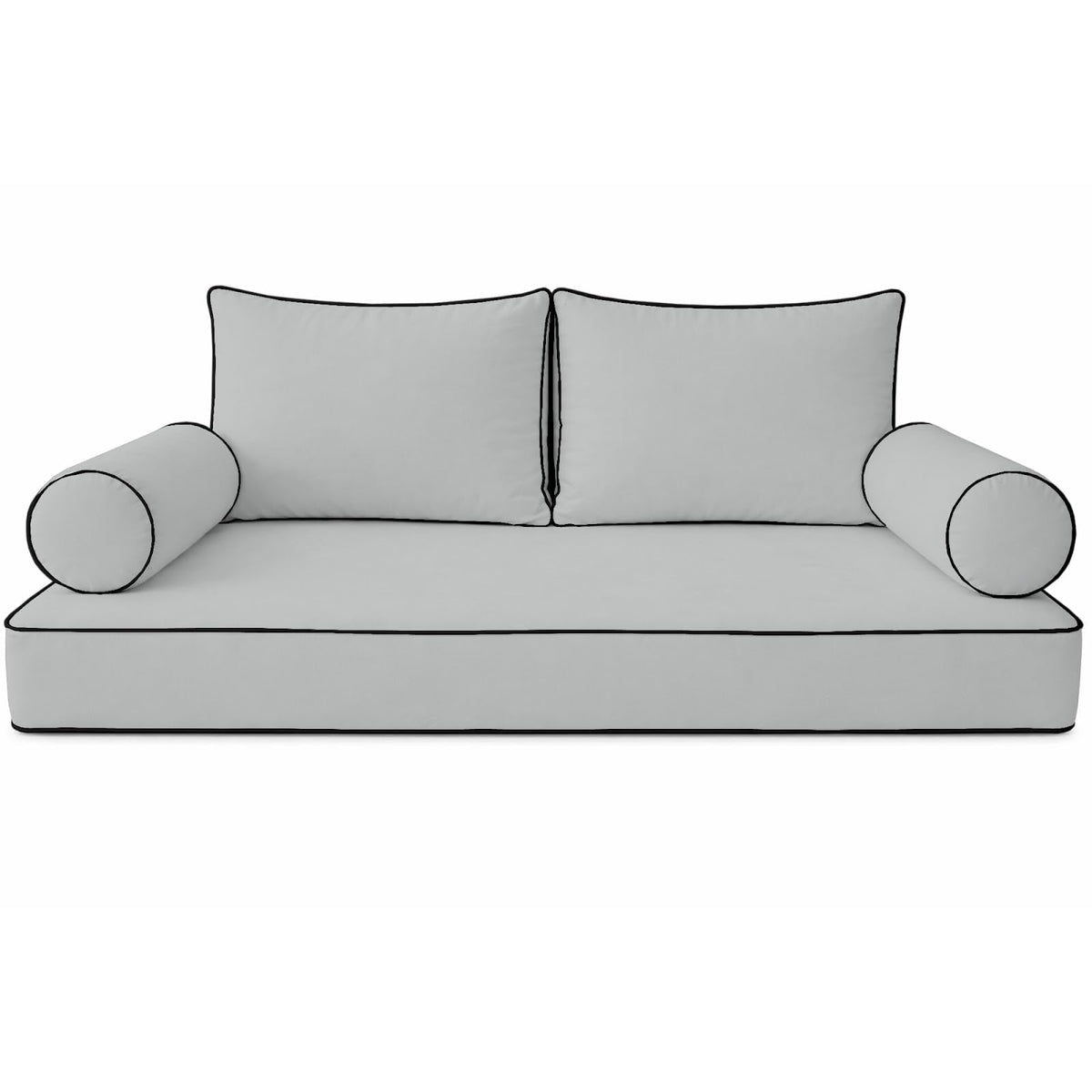 Cottington Lane 5 Piece Outdoor Daybed Cushion Cover Set, Twin Size Fitted 39" x 75" with 6" Deep Fit, Waterproof Indoor Daybed/Porch Swing Bed Mattress & Pillow Bolster Cushion Cover, Light Grey
