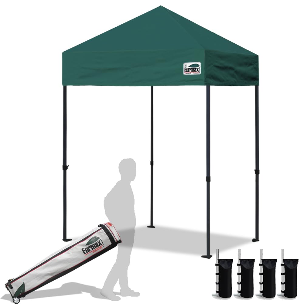 Eurmax USA 10x10ft Pop Up Canopy,Commercial Instant Tent for Outdoor Events,Patented No-Tip Rolling Storage Bag with 4 Sandbags,UV & Water Resistant,Heavy Duty Portable Shelter Gazebo,White