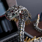 3D Metal Puzzle Snake Model Kit, 1000PCS DIY Assemble Steampunk Mechanical Viper Shadow Cobra with LED Light-Up Eyes, Creative Handcrafted Metal Art Craft Desktop Display & Decoration for Adults
