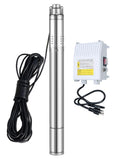 2" Deep Well Submersible Pump with Control Box, 1/2HP 110V Deep Well Pump