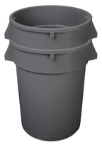 Amazon Basics Heavy Duty Sturdy Round Trash Can, 32 Gallon, Grey, Pack of 2