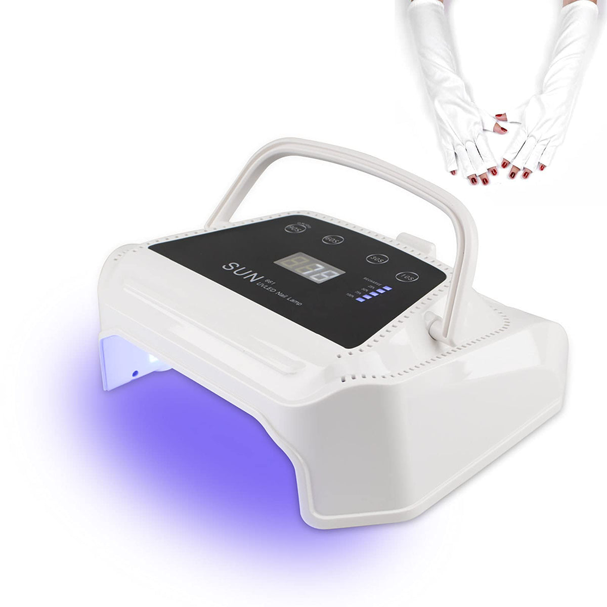 Portable Cordless UV LED Lamp 72W Rechargeable Nail Dryer Light Machine Lamp for Pro Manicure Drying Polish with Anti-UV Gloves