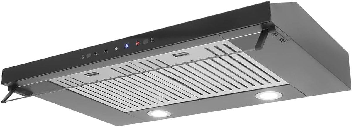 30In Under Cabinet Range Hood 900CFM Black Ducted/Ductless Range Hoods Kitchen Stove Vent Hood for Kitchen Stainless Steel Range Hoods,3-speed Fan,Touch Control/Gesture Sensing (900CFM 30in)