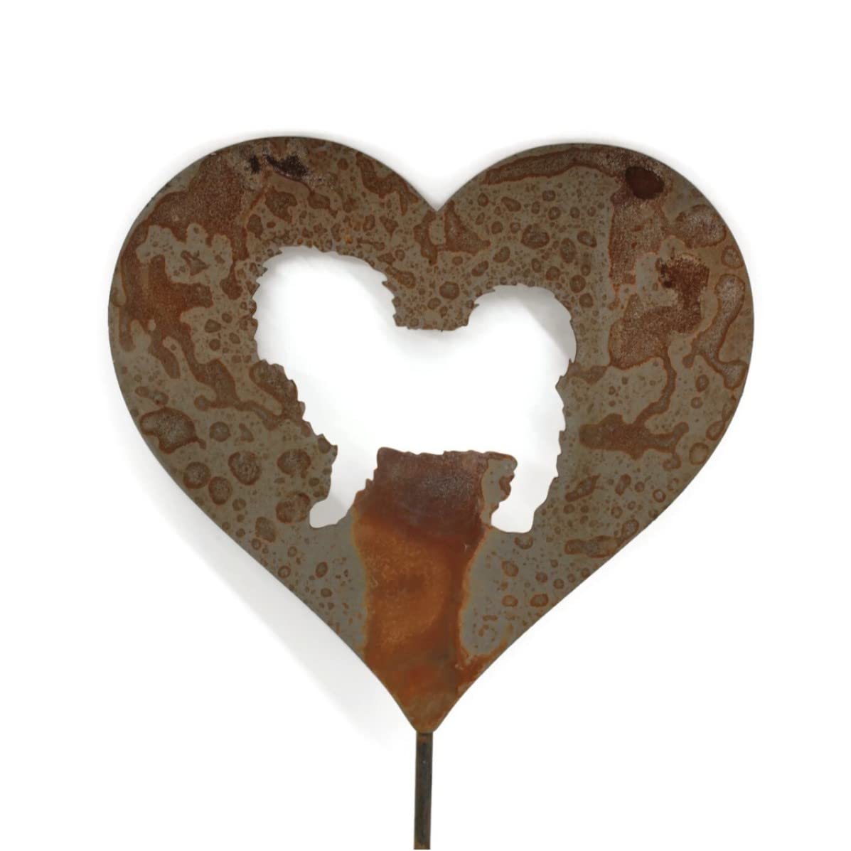 Pet Dog, Cat, Rabbit or Bird Keepsake Memorial Heart Garden Stake 20 to 28 Inches Tall (Large Heart, 28" Tall, Cross, Naturally Rusted)