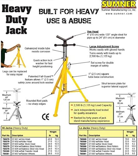 Sumner 780375 Heavy-Duty Hi V-Head Style Jack Stand