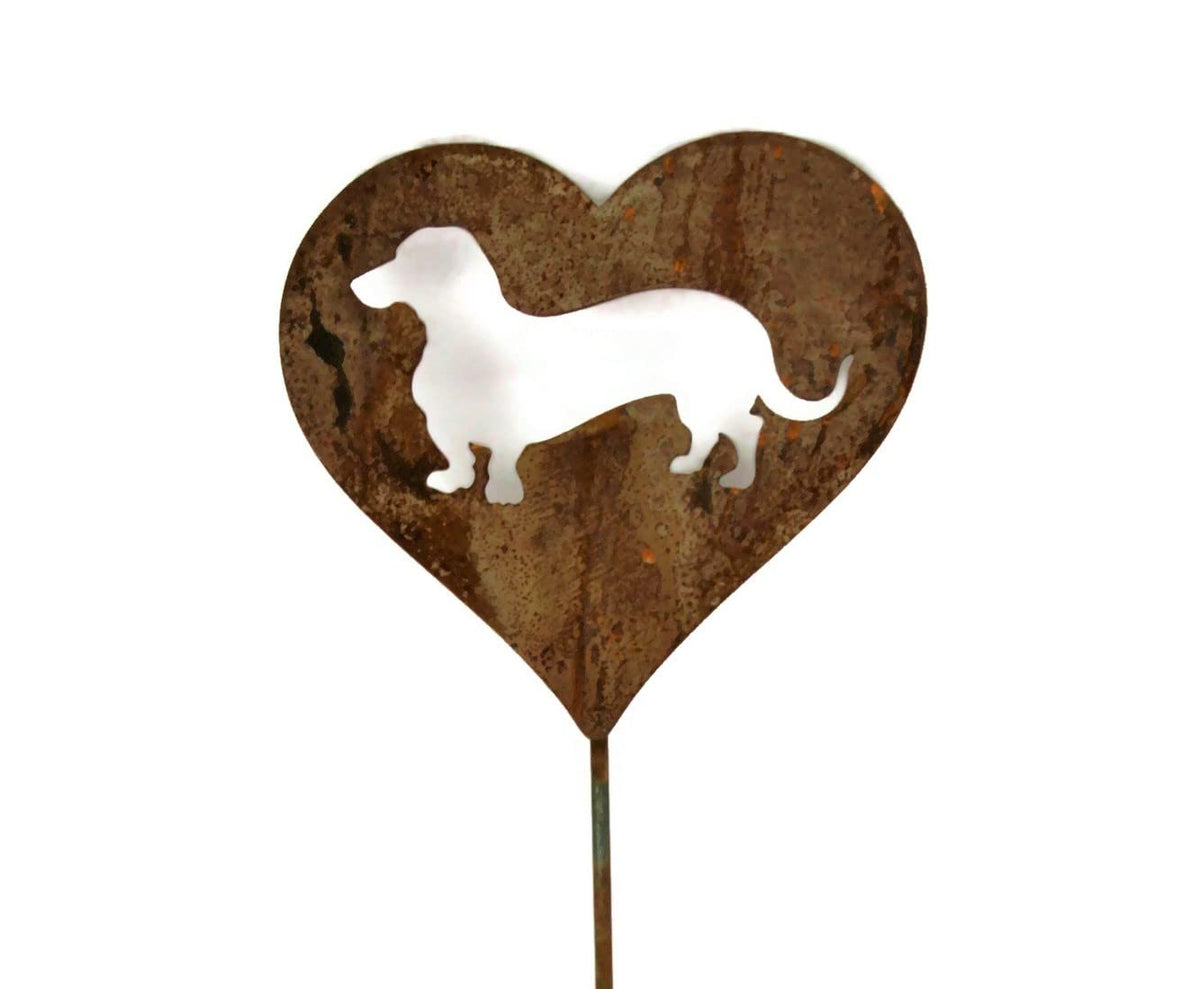 Pet Dog, Cat, Rabbit or Bird Keepsake Memorial Heart Garden Stake 20 to 28 Inches Tall (Large Heart, 28" Tall, Paw Print, Naturally Rusted)