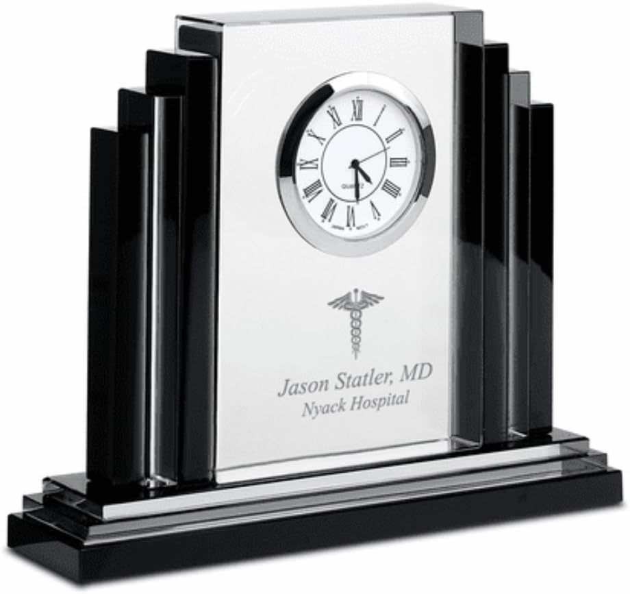 Executive Gift Shoppe Doctor Personalized Step Design Premier Crystal Clock