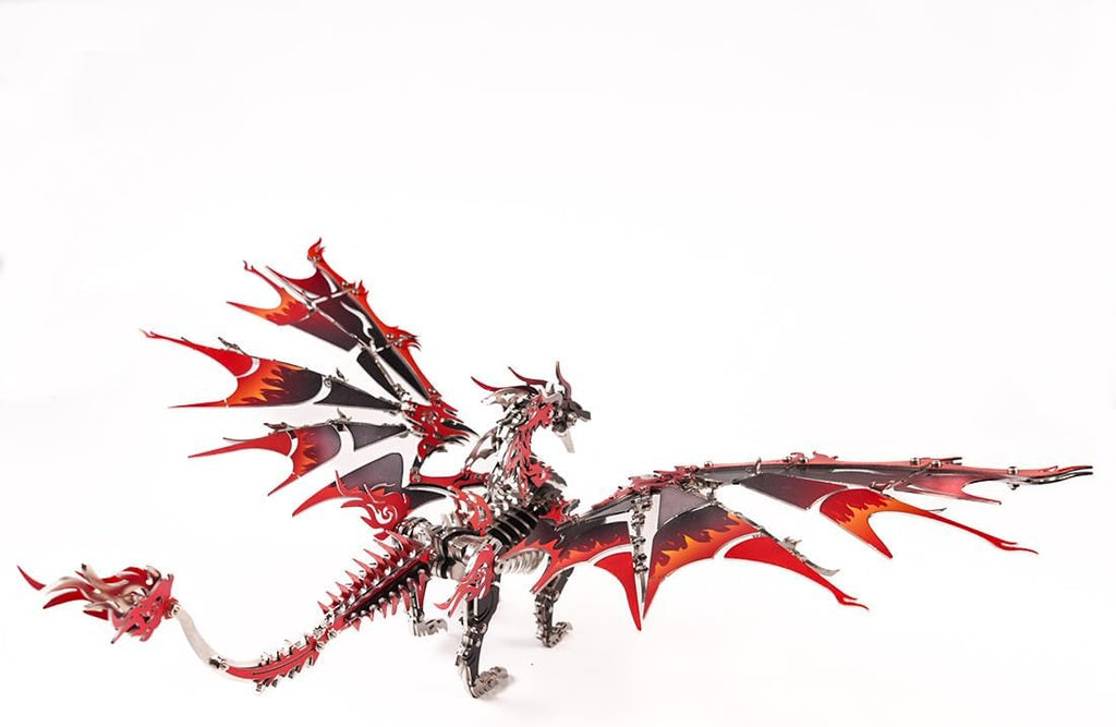 3D Metal Puzzle Dragon Model Kit, 200PCS DIY Steampunk Mechanical Fire-Breathing Dragon with Adjustable Wings, Creative Handcrafted Metal Art Craft Desktop Display & Decoration for Adults