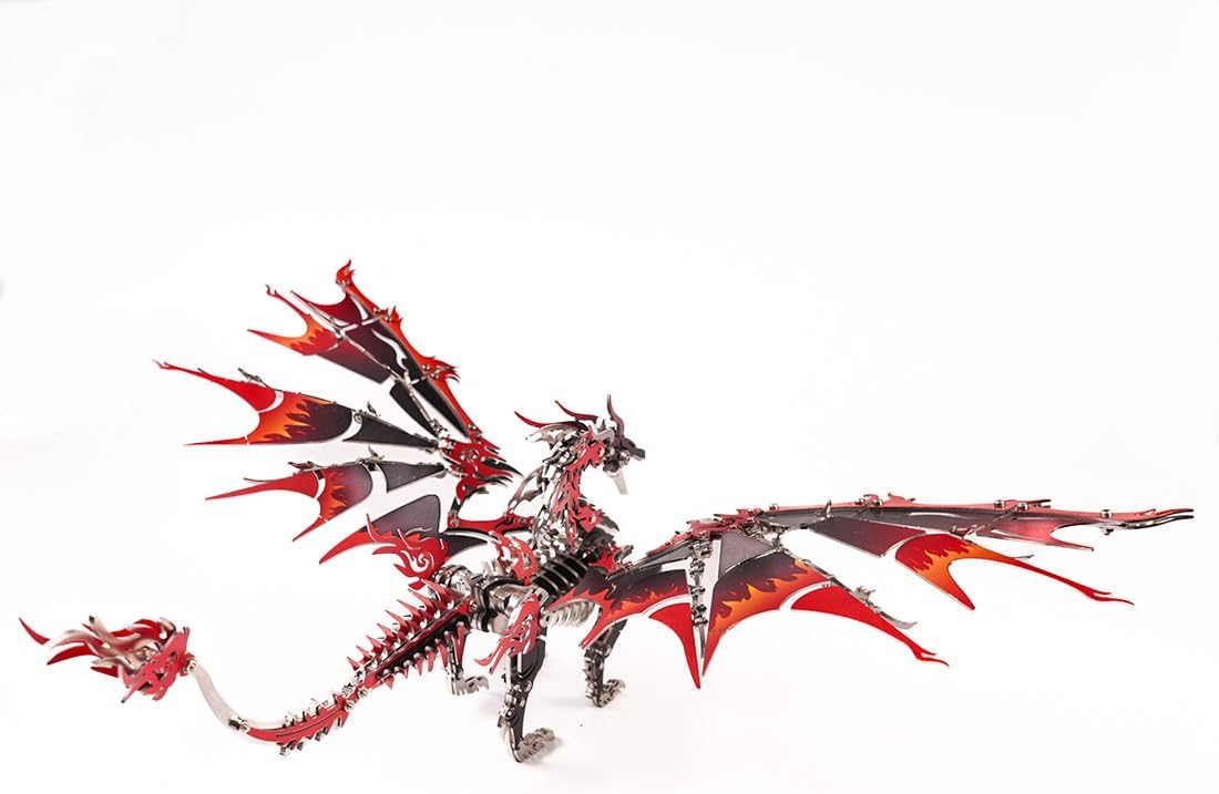 Fire Dragon 3D Metal Puzzle for Adult, Mechanical Dragon Metal Building Model Kit, Challenging Puzzle for Men, Unique DIY Collectible or Creative Gift