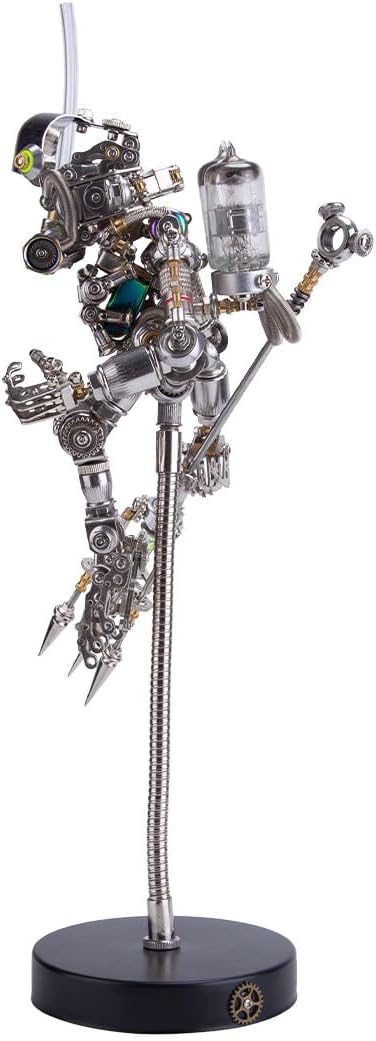 3D Metal Puzzle Animal Model Kit, 700PCS DIY Assemble Steampunk Mechanical Diver Ape with Glowing Trident, Creative Handcrafted Metal Art Craft Desktop Display & Decoration for Adults