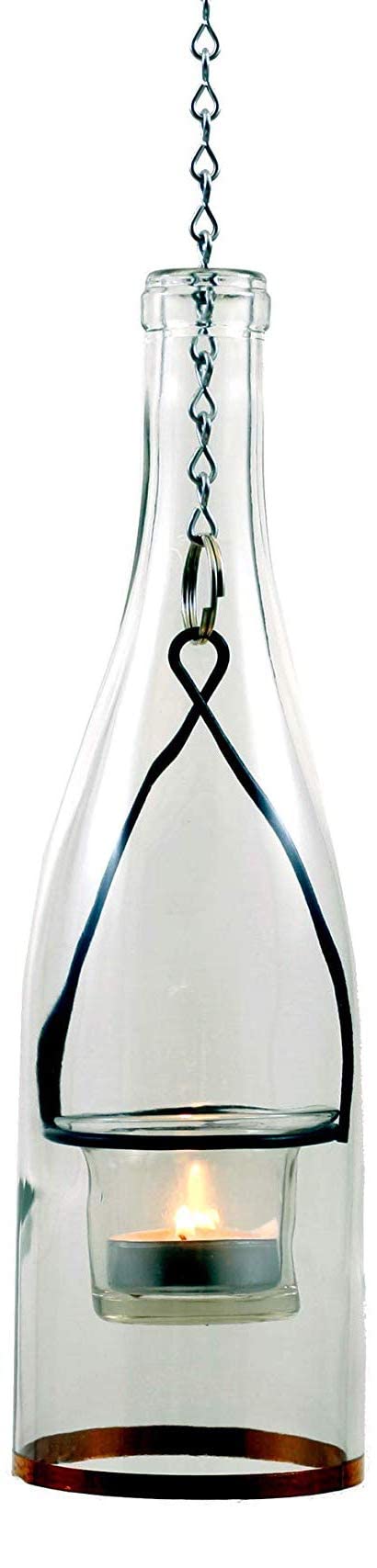 Blue Ridge Mountain Gifts Hanging Wine Bottle Indoor/Outdoor Lantern Lights - Decorative Lights Votive Candle Holder, Great for Rustic Wedding Decorations, Patio Decor, or Garden Decor, Yellow (4pcs)