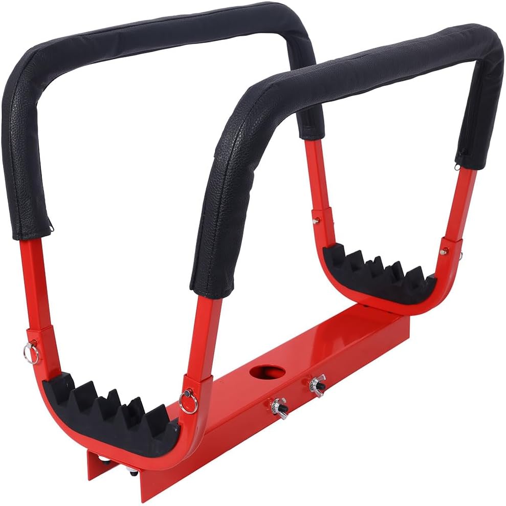 Car Door Hanger for Floor Jack, Adjustable Steel Vehicle Door Removal Tool, Padded Auto Body Support Stand Compatible with Jack Saddles for Car Door Installation Storage and Garage Repair,Red