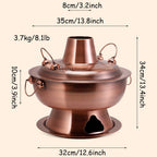 Hot Pot, Chinese Charcoal Hotpot, Extra Thick Stainless Steel Stew Pan, Vintage Hot Pot with Chimney Shabu Shabu Hotpot for Family Dinners and Stewed Lamb Camping,Gold,36cm/14.2inch