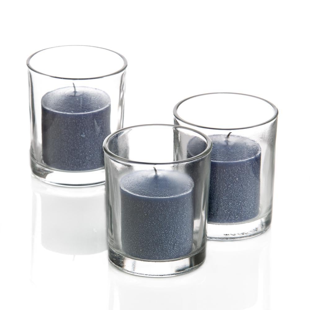 Set of 144 Richland Votive Candles Red Unscented and 144 Clear Glass Eastland Votive Holders