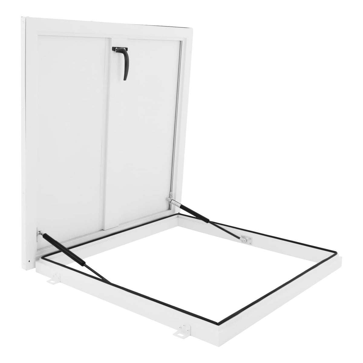 Roof Hatch, Roof Access Hatch,Roof Security Door with Hydraulic Support Rod and Switch Type Handle,Commercial Manhole Cellar Export Lid,Attic Skylights Roof Hatch Vent Access Door (Black-25.6x25.6)