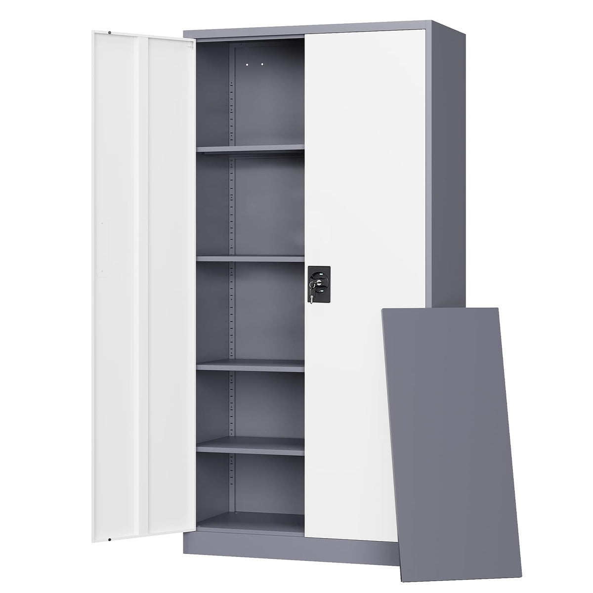 Letaya White Storage Cabinet with Adjustable Shelves-Metal Home Kitchen Pantry Cabinets with Doors,Organization Locker for Cupboard/Bedroom/Dining/Living/Bathroom/Office/Garage Room
